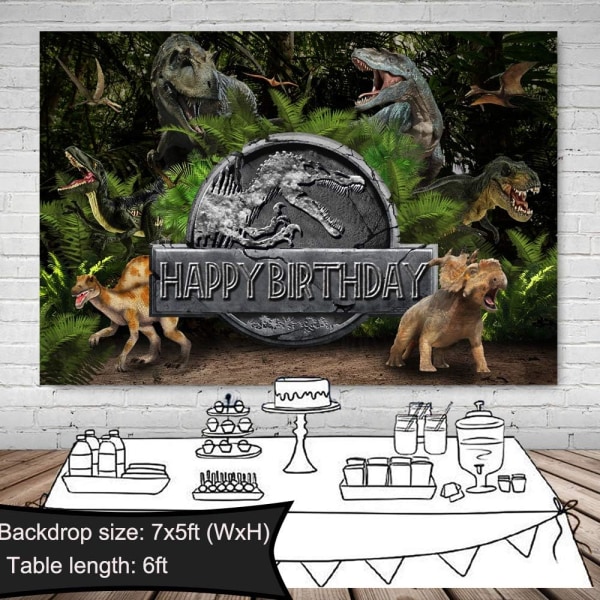 Dinosauriebakgrund för födelsedagsdekoration Jurassic Dinosaur Theme Photo Backdrops Dino Photography Bakgrund för festbanderolltillbehör 7x5ft Silke