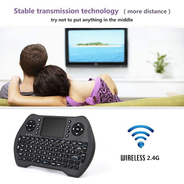 Mini-langaton näppäimistö, 2,4 GHz:n langaton mininäppäimistön ohjain, yhteensopiva Android TV Box -litiumpariston kanssa