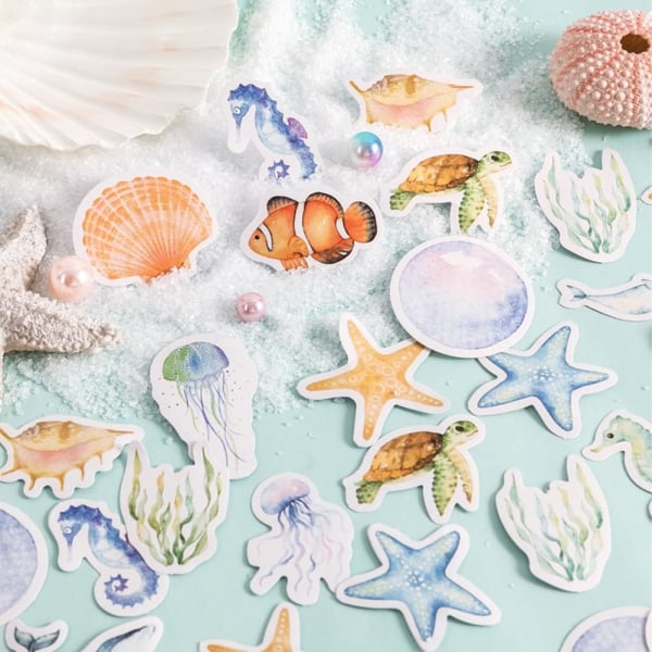 Små Scrapbooking-Klistermærker i Æske, 2 Æsker/92 Stk, DIY Dekorative Forseglingsklistermærker til Album, Vandflasker, Gaveæsker, Notesbøger, Kalendere og Dagbøger - Dybt Hav
