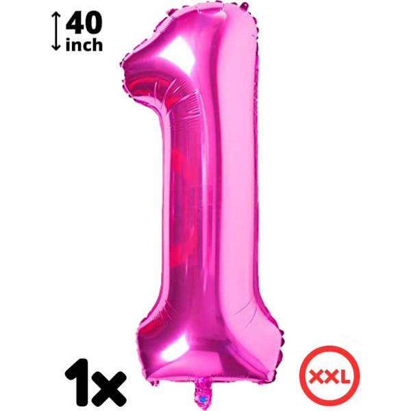 Dekorationer för älvafödelsedag - Nummer 1 ballong rosa, älvafestdekorationer, älvafödelsedagsfestdekorationer, festtillbehör 1:a födelsedagsfest
