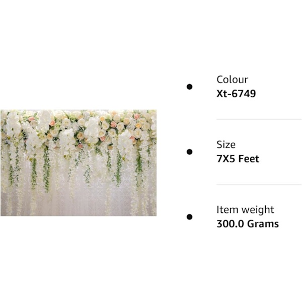 220x150cm Hvit Blomster Bakteppe Gardiner Blomster Bryllupsfest Bakgrunn Foto Bakteppe for bryllupsmottak Baby shower Fotoboks Rekvisita Xt-6749