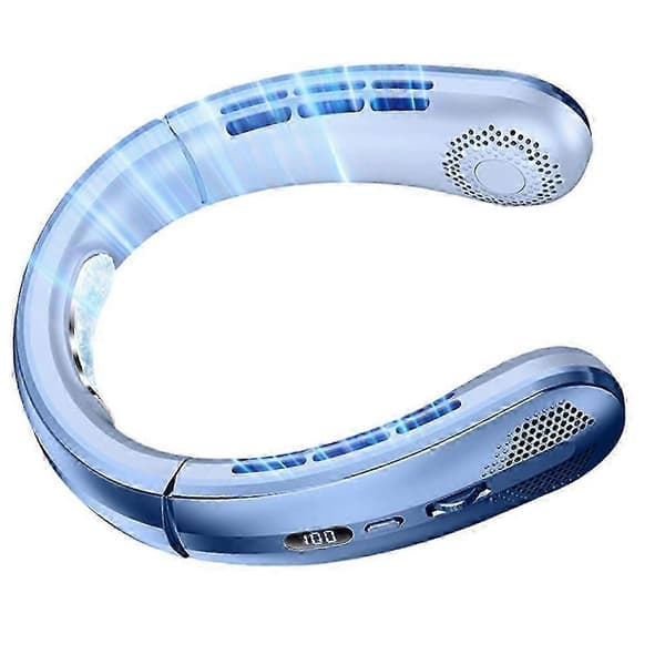 Halsventilator Bærbar Bladløs Halsventilator 100 Hastigheder Bærbar Halsventilator Opgraderet Ocean Blue