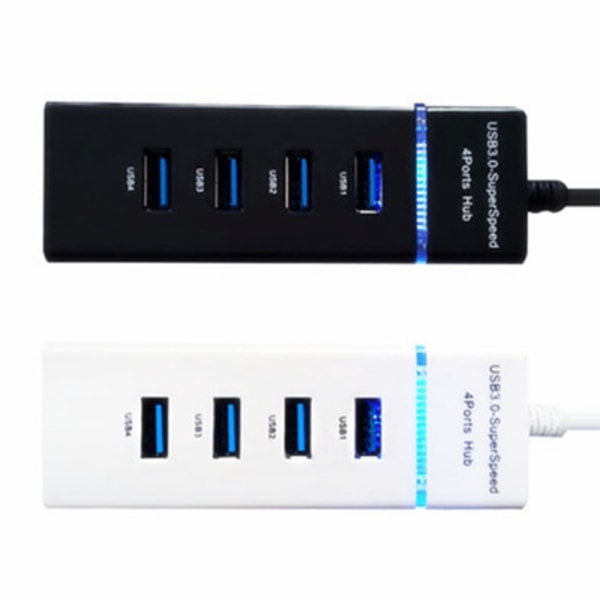 USB Hub 4 porte USB 3.0 C HUB Super Speed Data Hub kompatibel med Windows, Mac OS, Linux, Macbook, Laptop, Notebook-sort