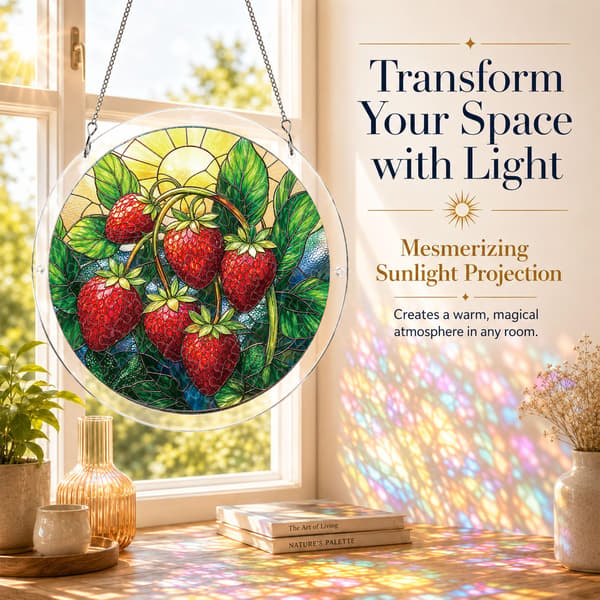 Strawberry Acrylic Puzzle Suncatcher, 83 Pieces DIY Window Decor