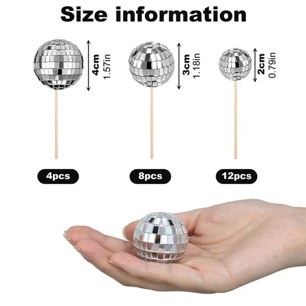 24 stk. reflekterende diskokugle cupcake-toppere kagepynt til bryllupsfødselsdagsfestartikler desserttilbehør pink
