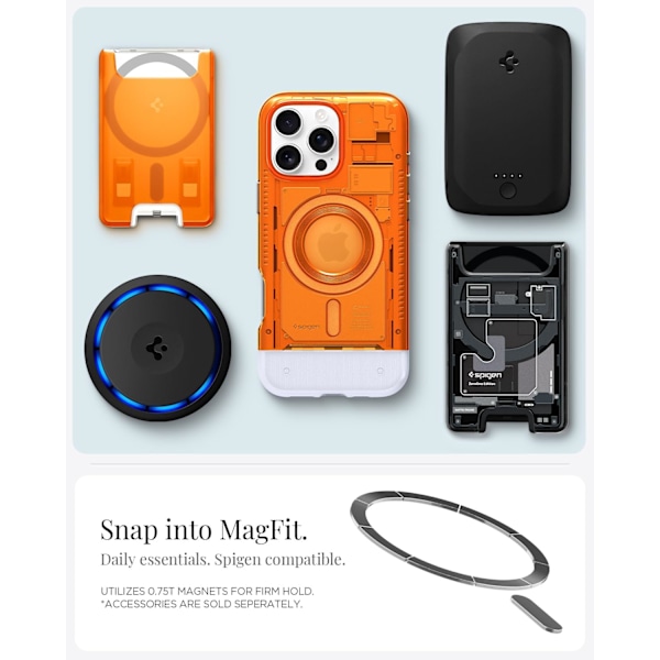 Spigen Fodral för iPhone 16 Pro Max, Classic C1 MagFit Designad för Apple iPhone 16 Pro Max - Bondi Blå Tangerine iPhone 16 Pro Max