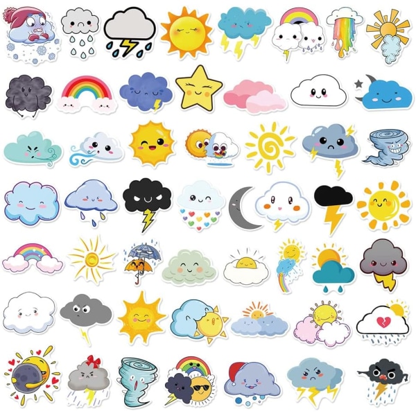 Vejr Stickers Pakke 50 Stk Vandtætte Vinyl Stickers til Laptop Tablet Notesbog Flasker Vandflaske Bagage Telefon Scrapbog, Trendy Decals Pakke
