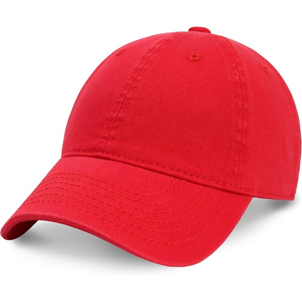 Unisex Cotton Baseball Cap for Men and Women Adjustable Lightweight Polo Style Curved Brim（Red）