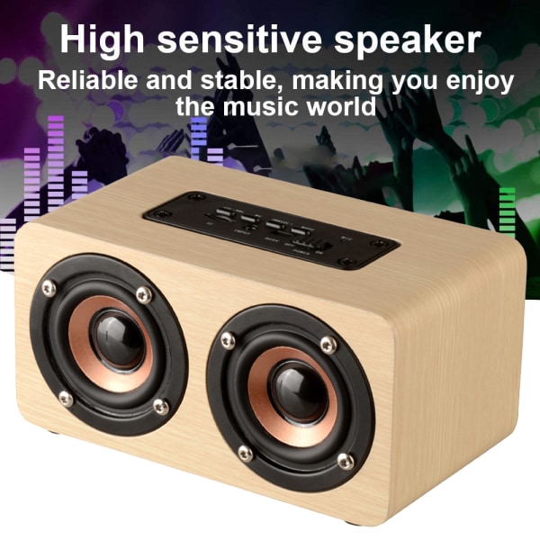 Puinen yhdistelmäkaiutin Langaton Bluetooth 4.2 Kaiutin, Stereokaiutin 2 kaiuttimella - Keltainen puukuvio