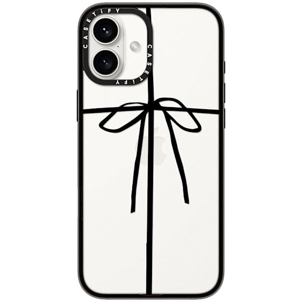 Kompakt iPhone 16 Pro Max Deksel [Lettvekt / 1,2 m 2X Militær Grad Fallbeskyttelse/Slank] - Kirsebær - Klar Svart Wrapped in a Bow iPhone 16 Plus