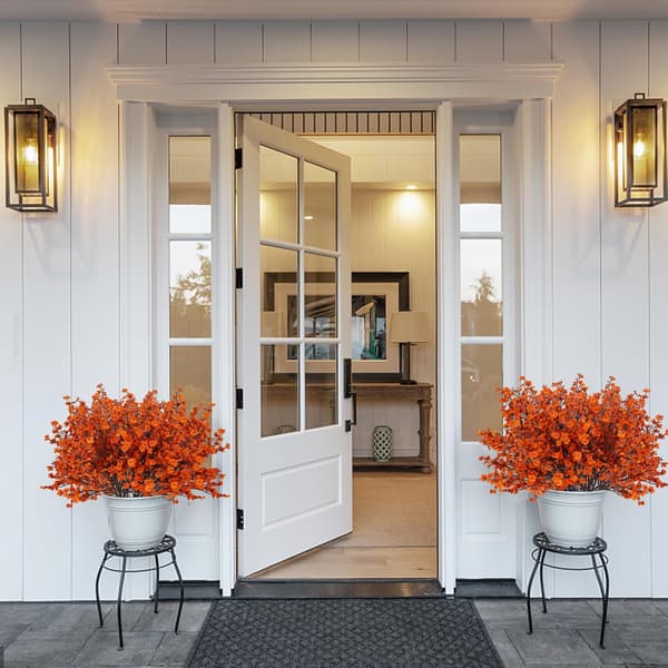 12 stk. kunstige efterårsblomster, \"Real Touch\" brudeslør, falske orange blomster