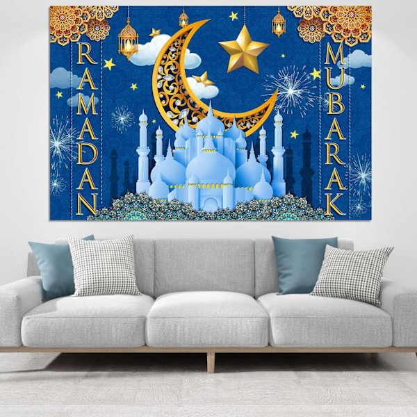 Bakgrund, 7x5Ft Ramadan Mubarak skylt bakgrund för muslimer, Ramadan Mubarak dekorationer för hemmet, Ramadan dekorationer för väggbakgrund