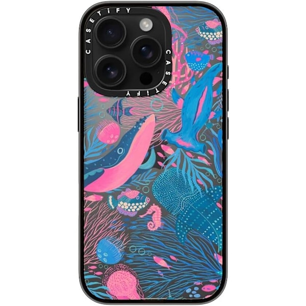 Kompakt iPhone 16 Pro Max Cover [Letvægt / 1,2 m 2X Militær Standard Faldbeskyttelse/Slank] - Kirsebær - Klar Sort Under the Sea iPhone 16 Pro
