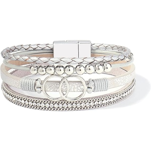 Boho Wrap Armband Lädermanschett Armband Guldpärlor Armband för kvinnor Stapelbara Infinity Armband Smycken med lås