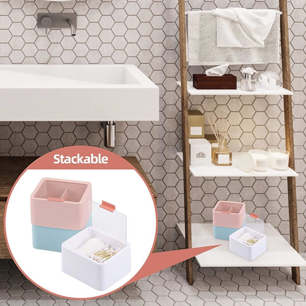 2-fack bomullstopsbehållare i plast med lock för badrum och hemförvaring