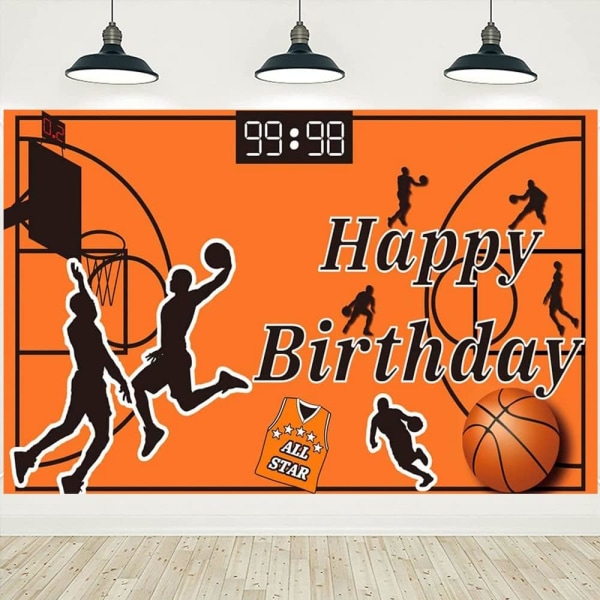 Basketball Happy Birthday Backdrop Banner Basketball Theme Birthday Party Decoration for Background All Star Slam Dunk Basketball Sports Background