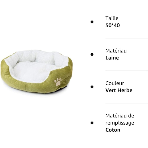 Dyreseng for katter og små mellomstore hunder Kurv med rund eller oval Donut pute Nesting Dyreseng, Gressgrønn, 50 * 40, B