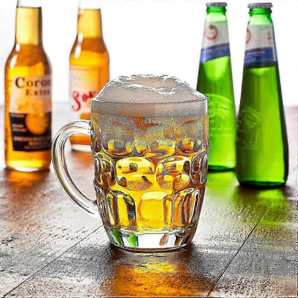 The Great British Pint Dimple Mug Set om 4 presentförpackade glaskrus 568 ml perfekt för ölälskare