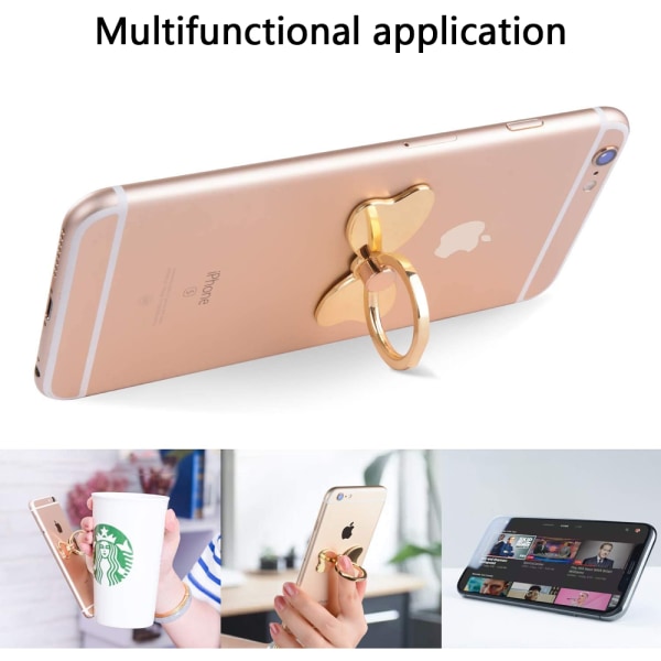 Fluga Telefonhållare Ring Spänne - Guld. Kompatibel med iPhone Samsung Galaxy Mobile Söta Tillbehör
