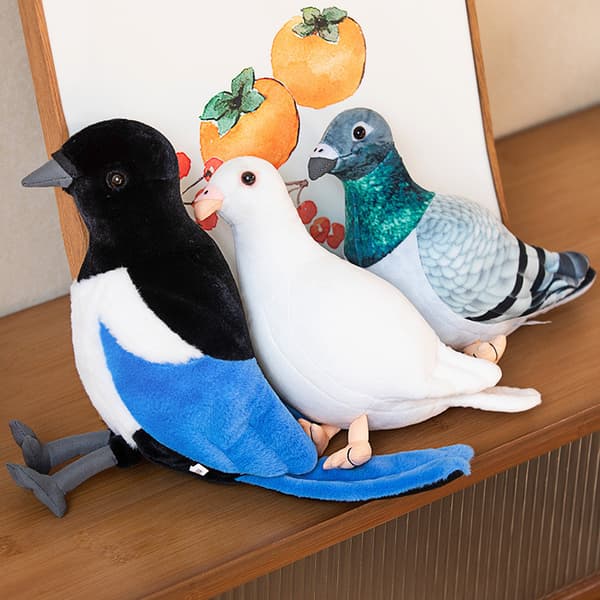 Bird toy - Dove 20cm Bird plush, Down blanket
