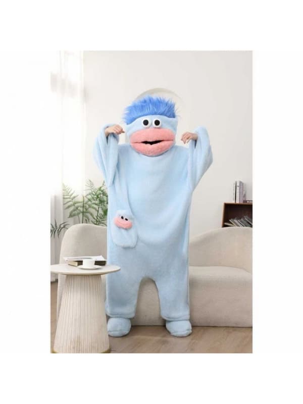 Søde par koralfleece heldragt pyjamas til kvinder, fortykket hjemmetøj nattøj til efterår og vinter|Unisex varme, heldragt komfort Blue M