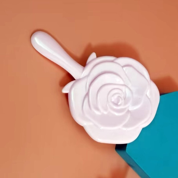 Retro Rosenspejl Bærbar Lommehåndtag Kosmetik Spejl Kreativ Plast Spejl Skønhedsspejl - Pink