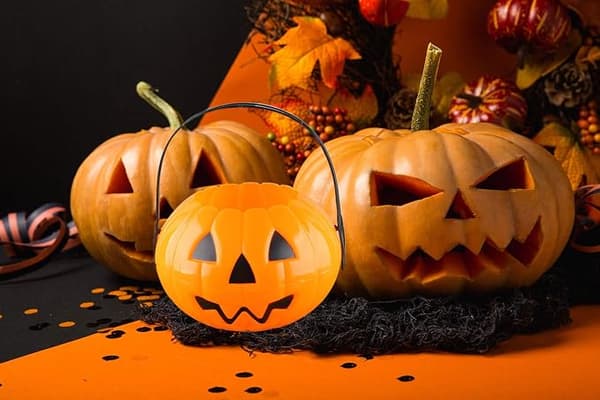 Plast Græskar Spand Halloween Græskar Kurv til Trick or Treat