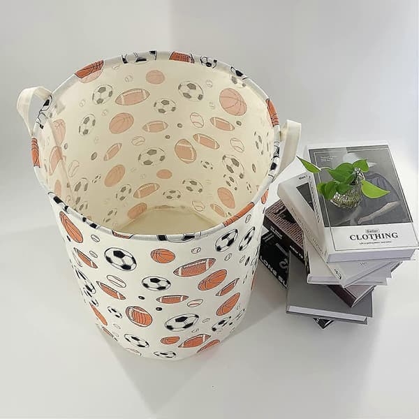 Large Storage Baskets Foldable Nursery Toy Box Storage Bin Canvas Fabric Gift Baskets Collapsible Laundry Hamper Waterproof Clothes Organizer Ball