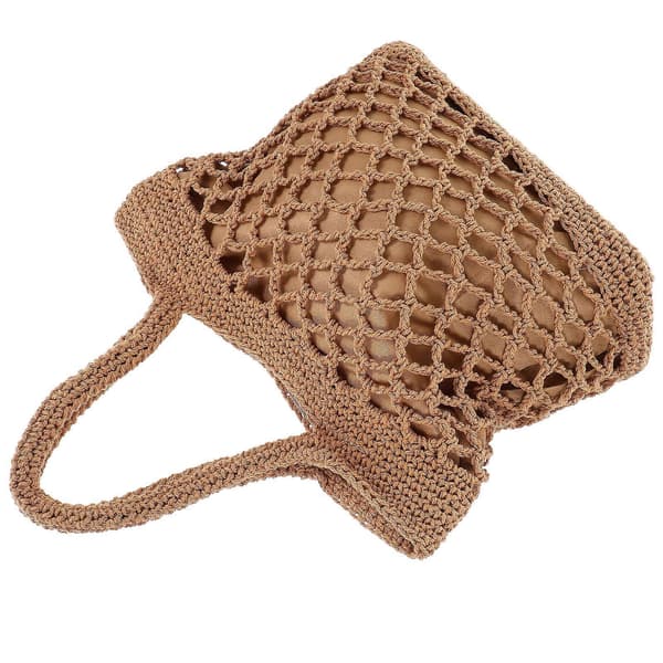 Crossbody-veske i bomullstråd, håndheklet messenger-veske for kvinner