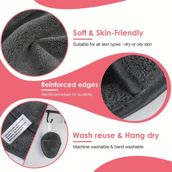 Sminkefjernerputer Gjenbrukbare sminkefjernerputer Vaskbare mikrofiber sminkefjernerputer Ansikt Supermyke ansiktsrenseputer med vaskepose Grå 1 Dark Gray 12pcs