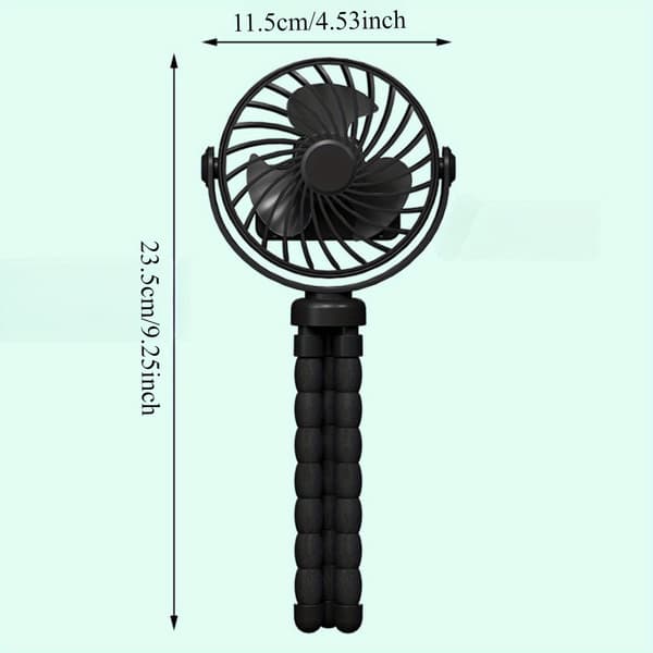 Bærbar fleksibel stativvognsventilator, USB genopladelig mini-blæksprutteventilator, ultra-stille, velegnet til bilsæder og rejser.