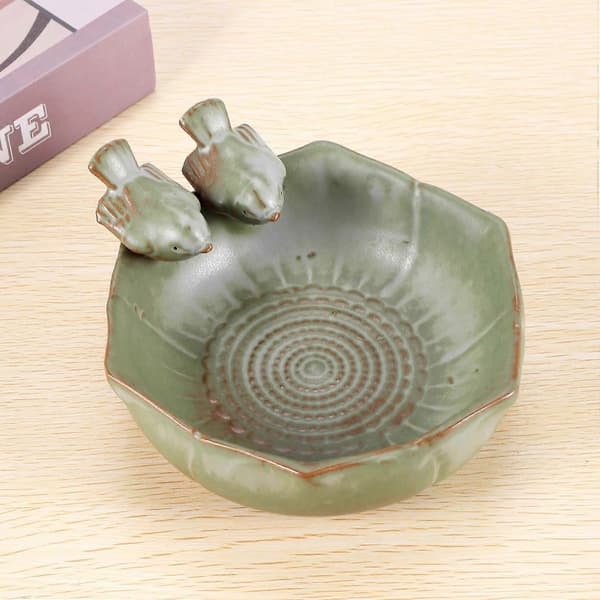 Keramisk fuglebad Haveindretning Fuglefoder Keramisk Akvarium Retro Finish Fuglefoder