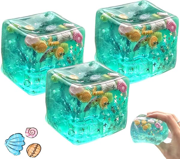 Ice Cube Squishy Stressbold, Blødt Sensorisk Klemmelegetøj med Langsom Stigende Effekt, Afslappende Fidget Legetøj til Stresslindring og Daglig Brug 3pcs