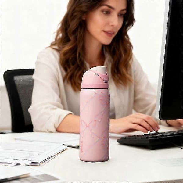 Sukkerfe 24/32Oz FreeSip Vannflaske Juleutgave Rosa 24oz