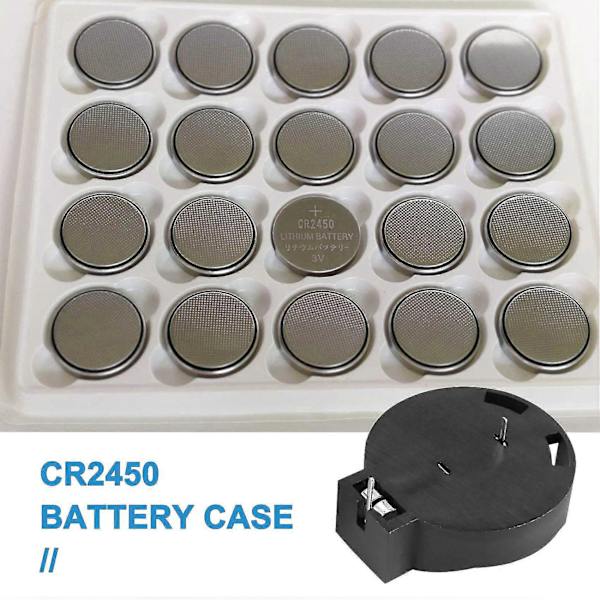 2 pcs Cr2450 Button Cell Battery Socket Holder Case 2 Pin Black