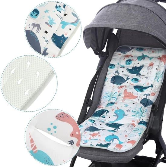Stroller Seat Cushion in Breathable Cotton - Universal Reversible Stroller Pad for Stroller/Pram
