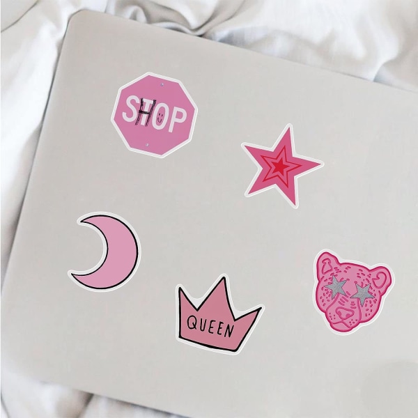 Farverige Ins Style Pink Preppy Style Stickers 50 Pakke Vandtætte Dekaler til Scrapbooking Journaling Laptop Telefon Etui Vandflaske Hjemmeindretning