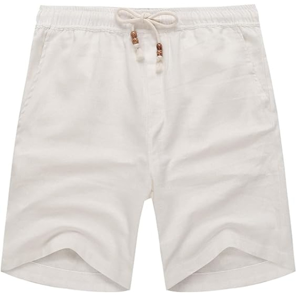 Herre Lin Shorts Casual Elastisk Midje Snøring Sommer Strand Shorts
