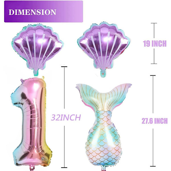 Sjöjungfru födelsedag dekoration sjöjungfru ballonger kit hav ballong sjöjungfru folie ballong sjöjungfru svans ballonger för flickor sjöjungfru fest