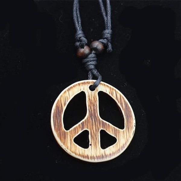 3 kpl käsintehtyä säädettävä Love Peace -merkki Hippie-riipuskaulakoru Rauhan symboli Kaulakoru Vintage Köysiketju Hartsipunos Korut