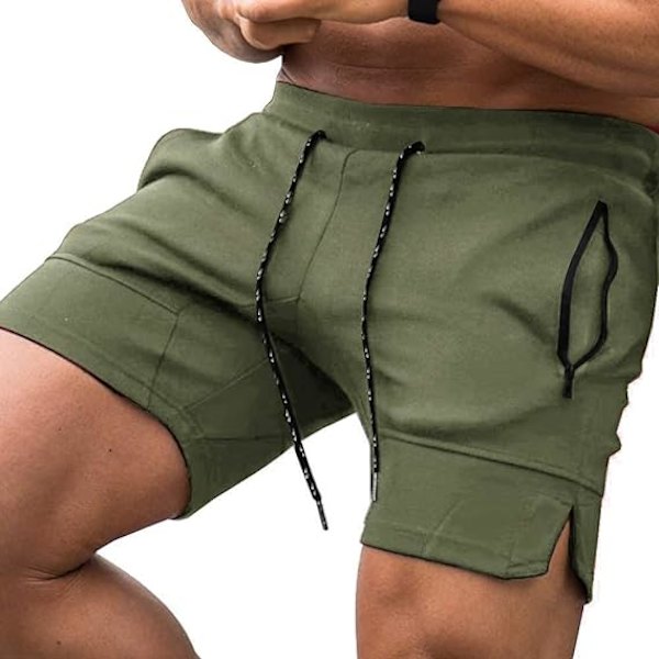 Herre Fitness Træningsshorts Atletiske Træningsshorts Tætsiddende Vægtløftning Bodybuilding Shorts med Lynlåslommer