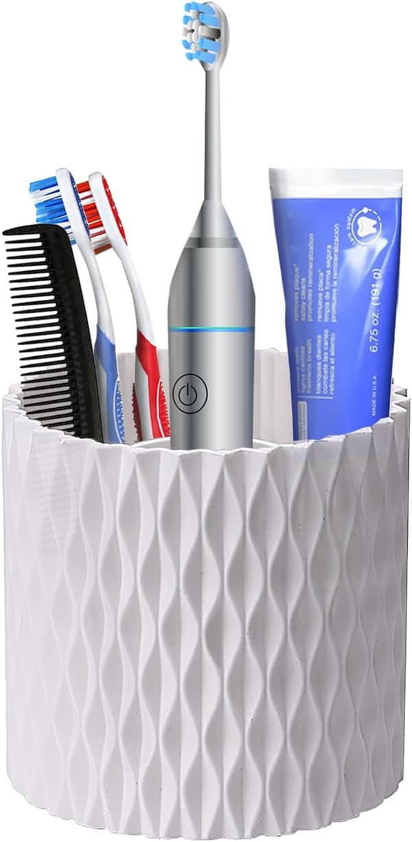 Make-up børsteholder Make-up børste organizer 5 rum Kosmetisk opbevaring Make-up børster kop Make-up beholder opbevaring Roterbar Hvid