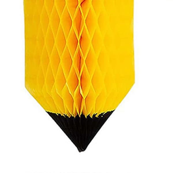 6 stk. blyantformet papir-honeycomb tilbage til skolen papirhåndværk til studieværelset 10 cm x 10 cm x 30 cm Gul