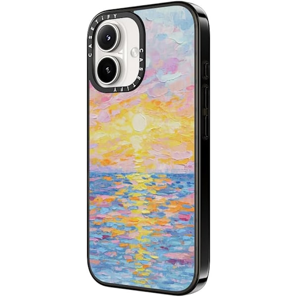Kompakt iPhone 16 Pro Max Deksel [Lettvekt / 1,2 m 2X Militær Grad Fallbeskyttelse/Slank] - Kirsebær - Klar Svart Frosted Sunset iPhone 16 Plus