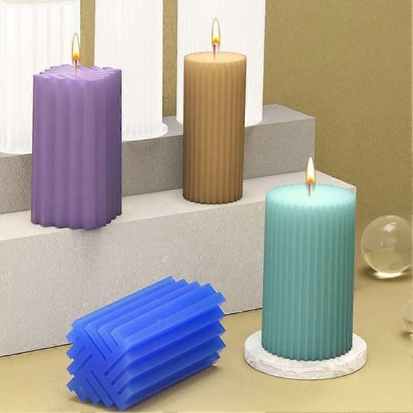 6 stk. silikone lysforme sæt til lysfremstilling boble søjle lysform, 3D sekskantet cylinder lysform