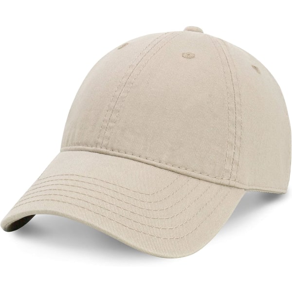 Unisex bomullsbaseballcaps for menn og kvinner, justerbar lettvekts polo-stil buet brem（Latte）