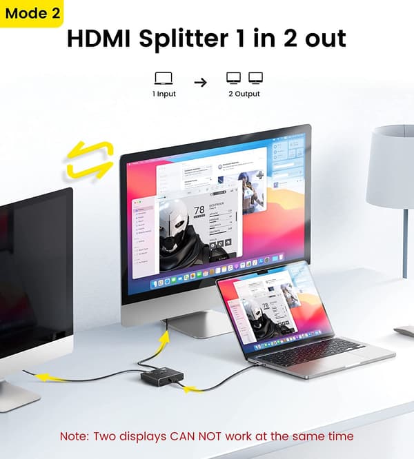 HDMI 2.0 Switch 2 in 1 out 4K HDMI Splitter 1 in 2 out 57