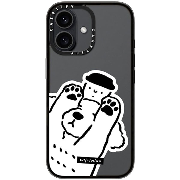 Kompakt iPhone 16 Pro Max Deksel [Lettvekt / 1,2 m 2X Militær Grad Fallbeskyttelse/Slank] - Kirsebær - Klar Svart Dog Loves Coffee iPhone 16