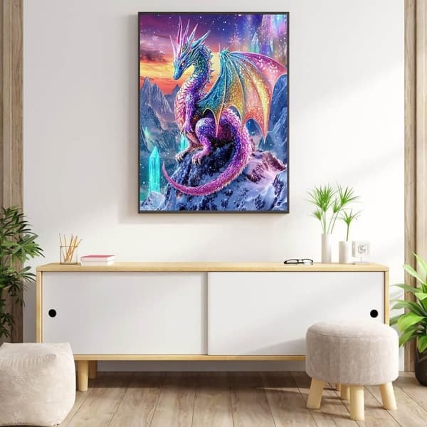 5D Diamantmalingssæt til voksne begyndere Drage-diamantkunst sæt til voksne DIY kunstmalingssæt 30x40 cm