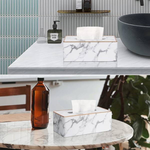 Rektangulär servettlådehållare i PU-läder, servettlådehållare för Kleenex, servetter, rektangulära servettlådeöverdrag, hållare för badrum, bil, hem, dekorativ